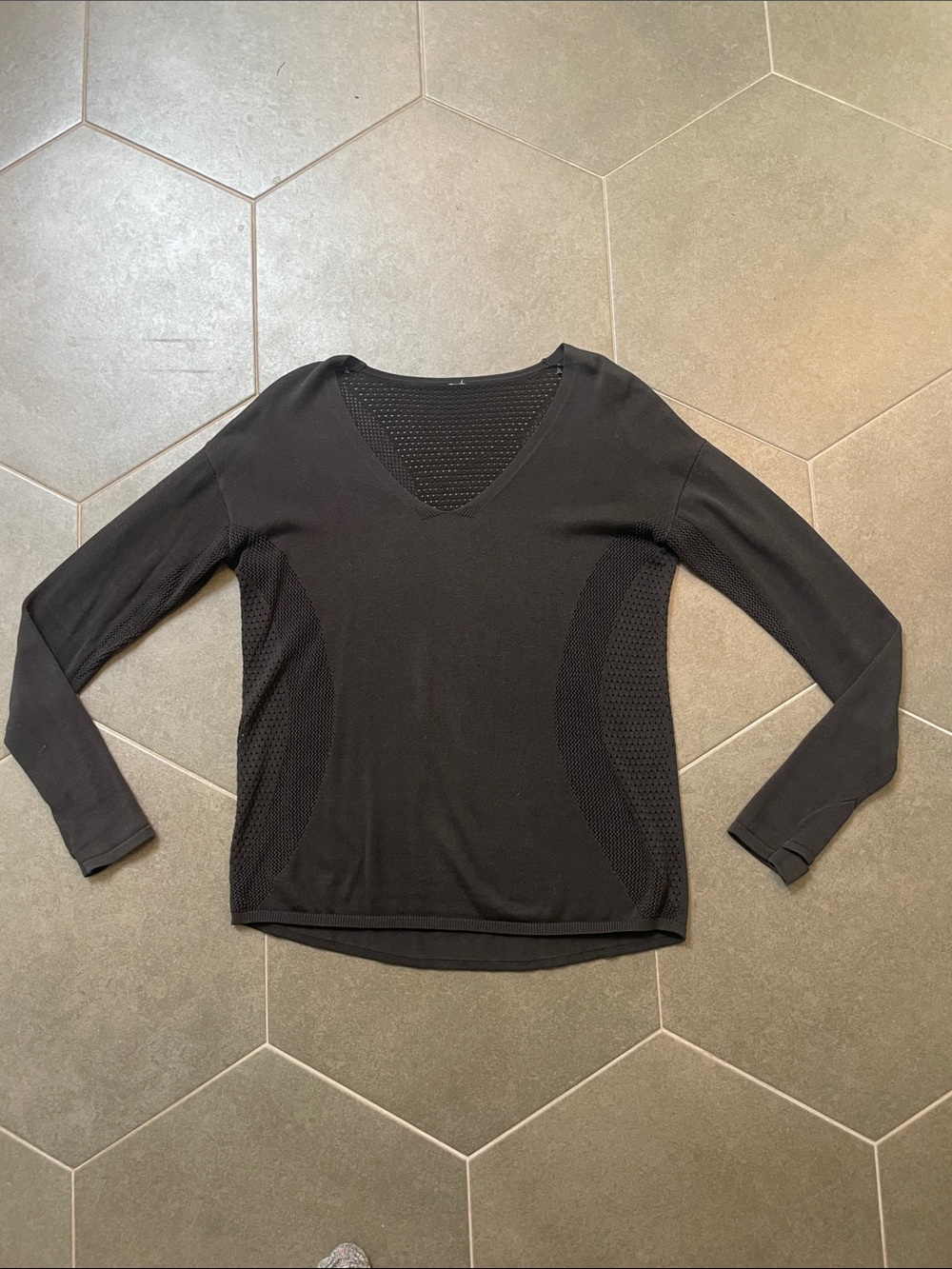 lululemon athletica Black V-Neck Long Sleeve Knit Sweater L